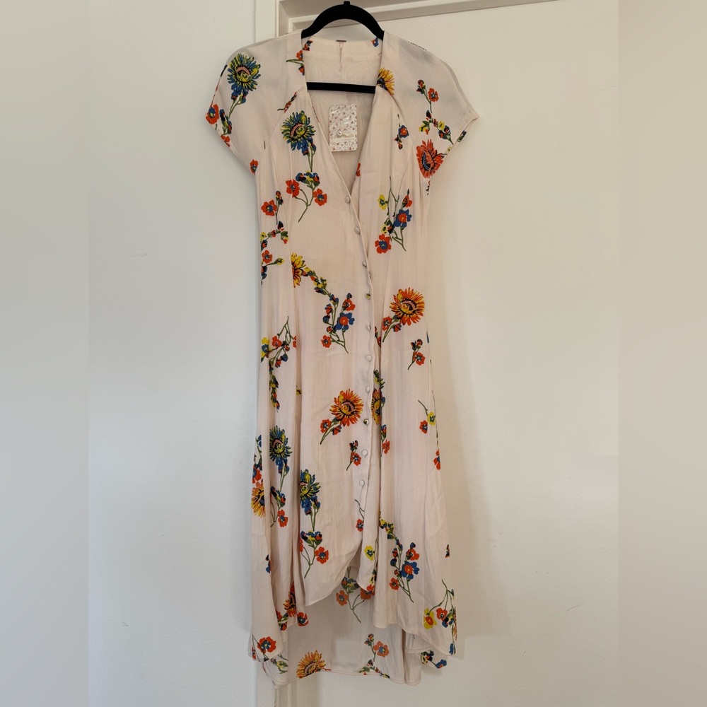 Free People High Low Floral Dress - Cream and Multicolor
